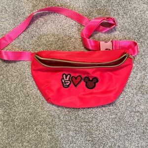 Pink Belt Bag with Embroidered Icons